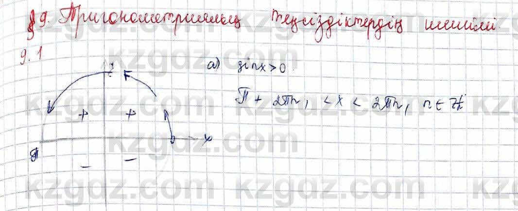 Алгебра (Обще-гуманитарное направление) Абылкасымова 10 ОГН класс 2019 Упражнение 9.1