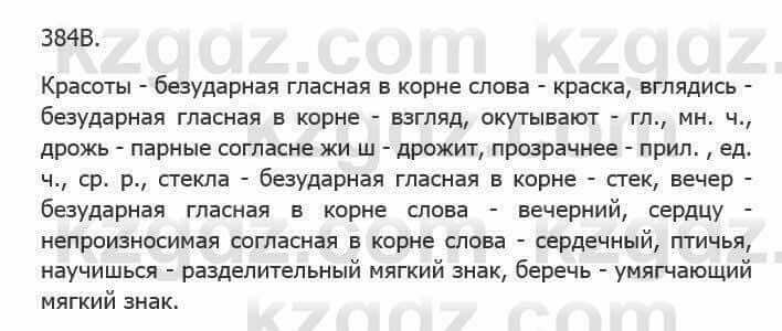 Русский язык Сабитова З. 5 класс 2017 Упражнение 384В