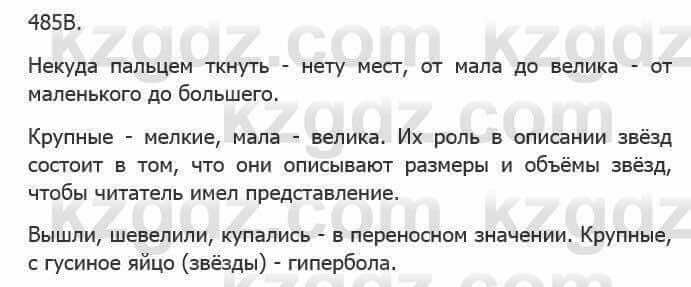 Русский язык Сабитова З. 5 класс 2017 Упражнение 485В