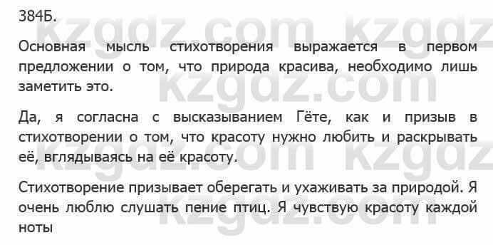 Русский язык Сабитова З. 5 класс 2017 Упражнение 384Б