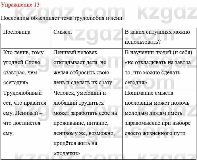 Русский язык и литература (Часть 1) Жанпейс У. 8 класс 2018 Упражнение 13