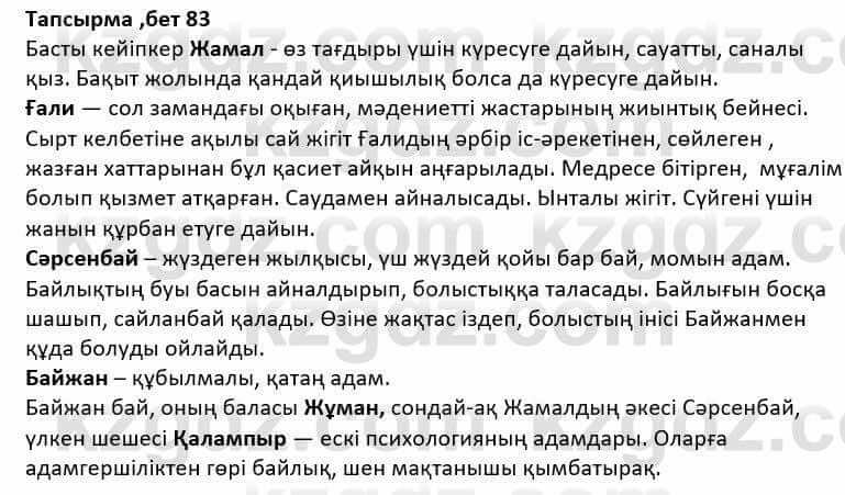 Казахская литература Дерибаев С. 8 класс 2018 Упражнение 11