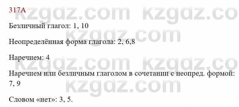 Русский язык Сабитова З. 8 класс 2018 Упражнение 317А