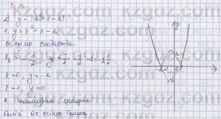 Алгебра Шыныбеков 8 класс 2018 Упражнение 3.16