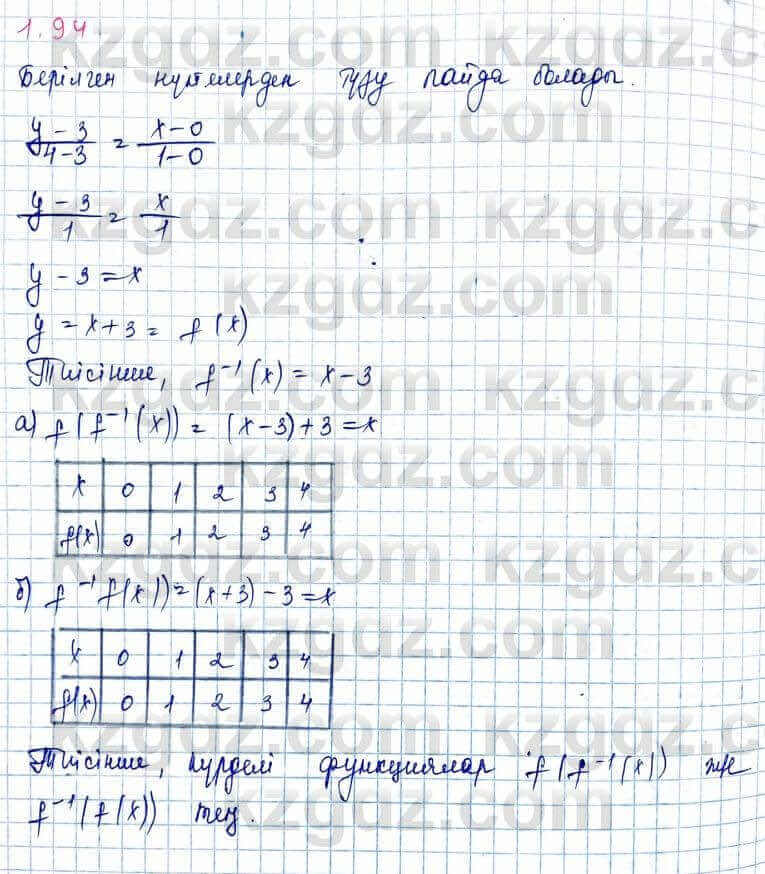 Алгебра Шыныбеков 10 ЕМН класс 2019 Упражнение 1.94