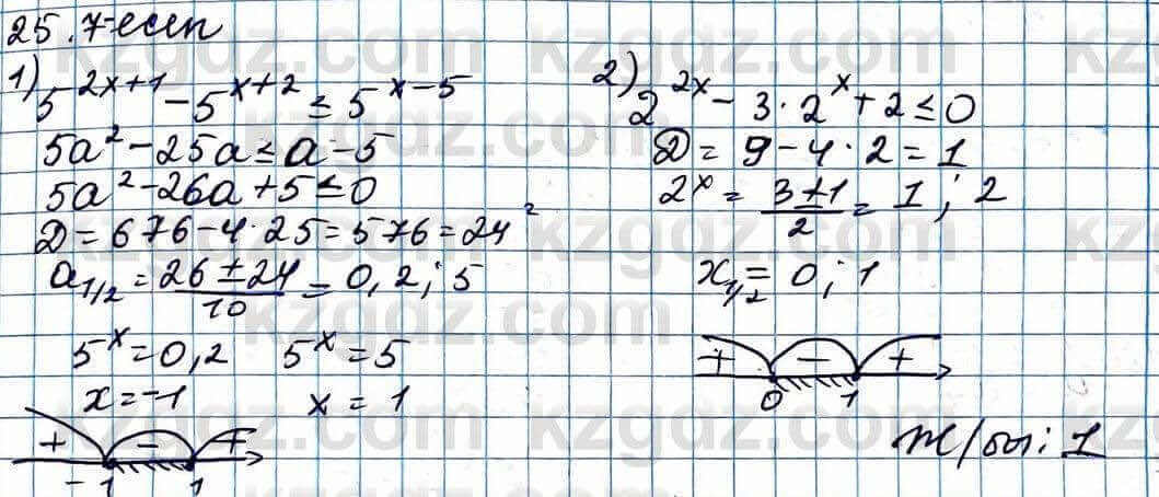 Алгебра Абылкасымова 11 ЕМН класс 2020 Упражнение 25.7