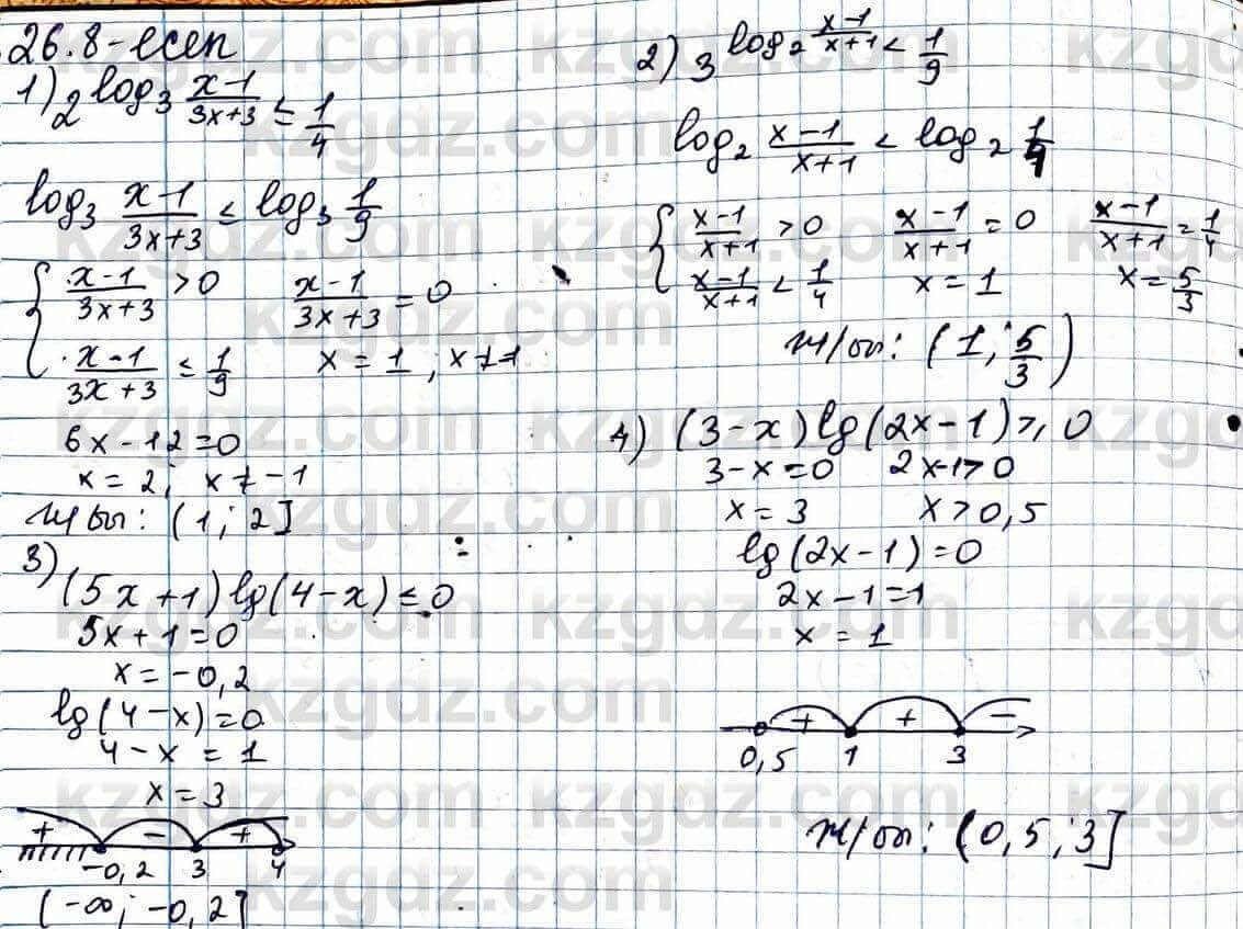 Алгебра Абылкасымова 11 ЕМН класс 2020 Упражнение 26.8