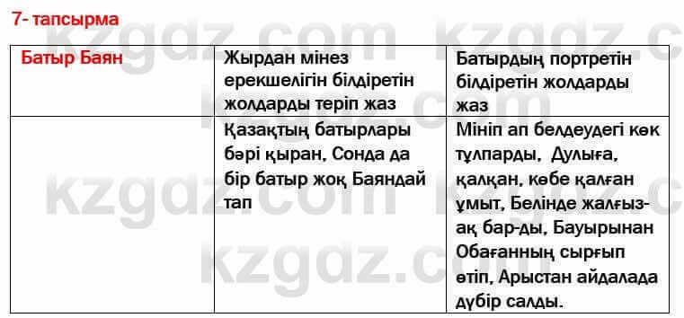 Казахская литература Актанова 7 класс 2017 Упражнение 7