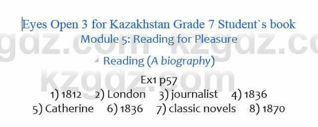 Английский язык Eyes Open 3 for Kazakhstan Grade 7 Student`s book Ben Goldstein 7 класс 2017 Упражнение Ex1 p57